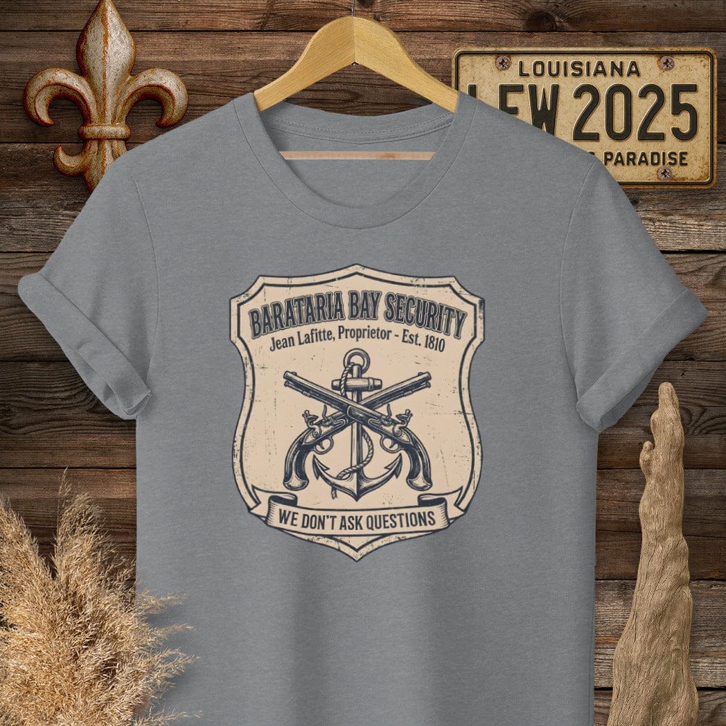 S / Graphite Heather Louisiana Barataria Bay Security T-Shirt by Laissez Faire Wear