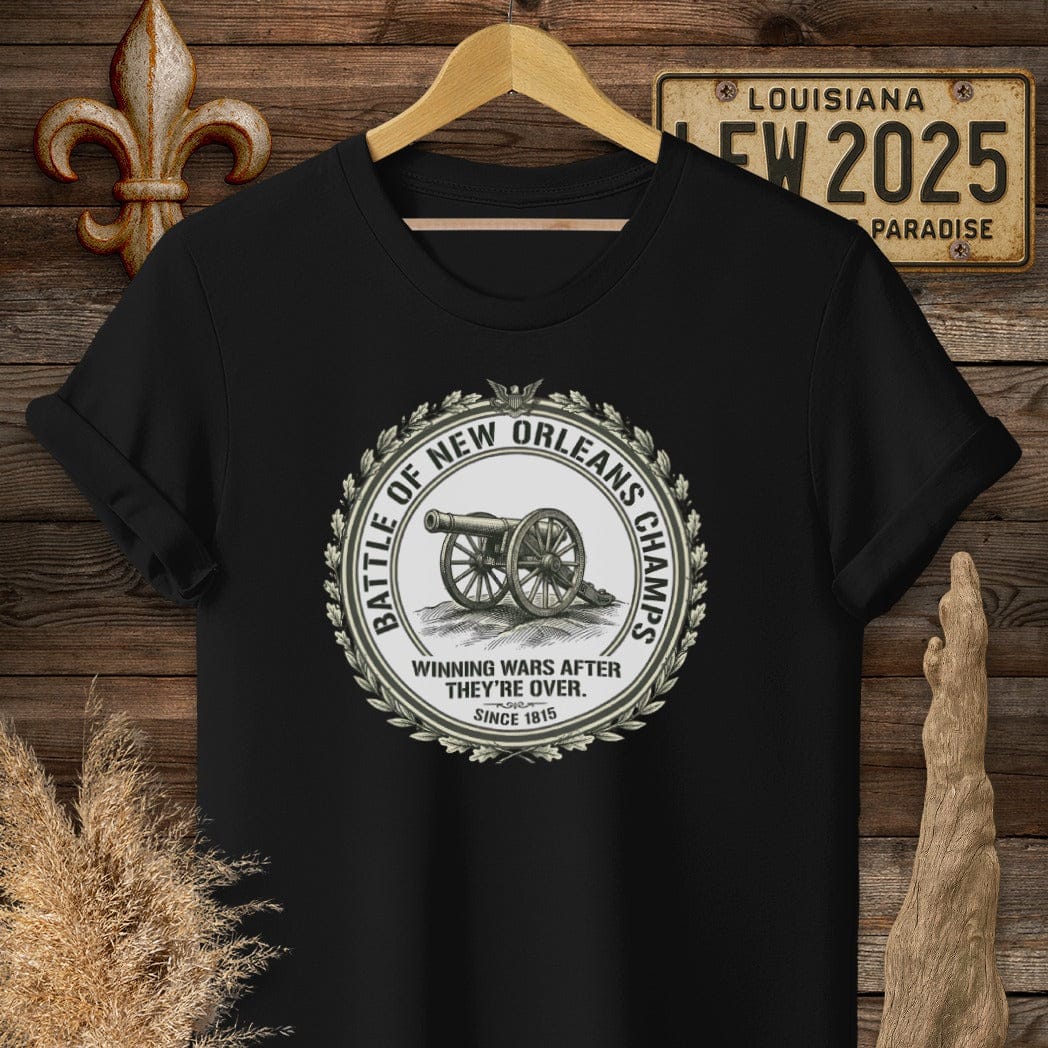 S / Black Louisiana Battle of New Orleans Champs T-Shirt by Laissez Faire Wear