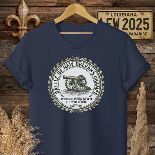 S / Navy Louisiana Battle of New Orleans Champs T-Shirt by Laissez Faire Wear