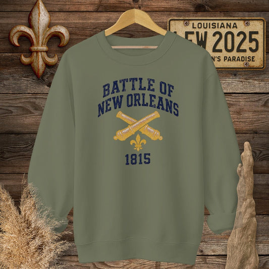 S / Military Green Louisiana Battle of New Orleans Sweatshirt by Laissez Faire Wear