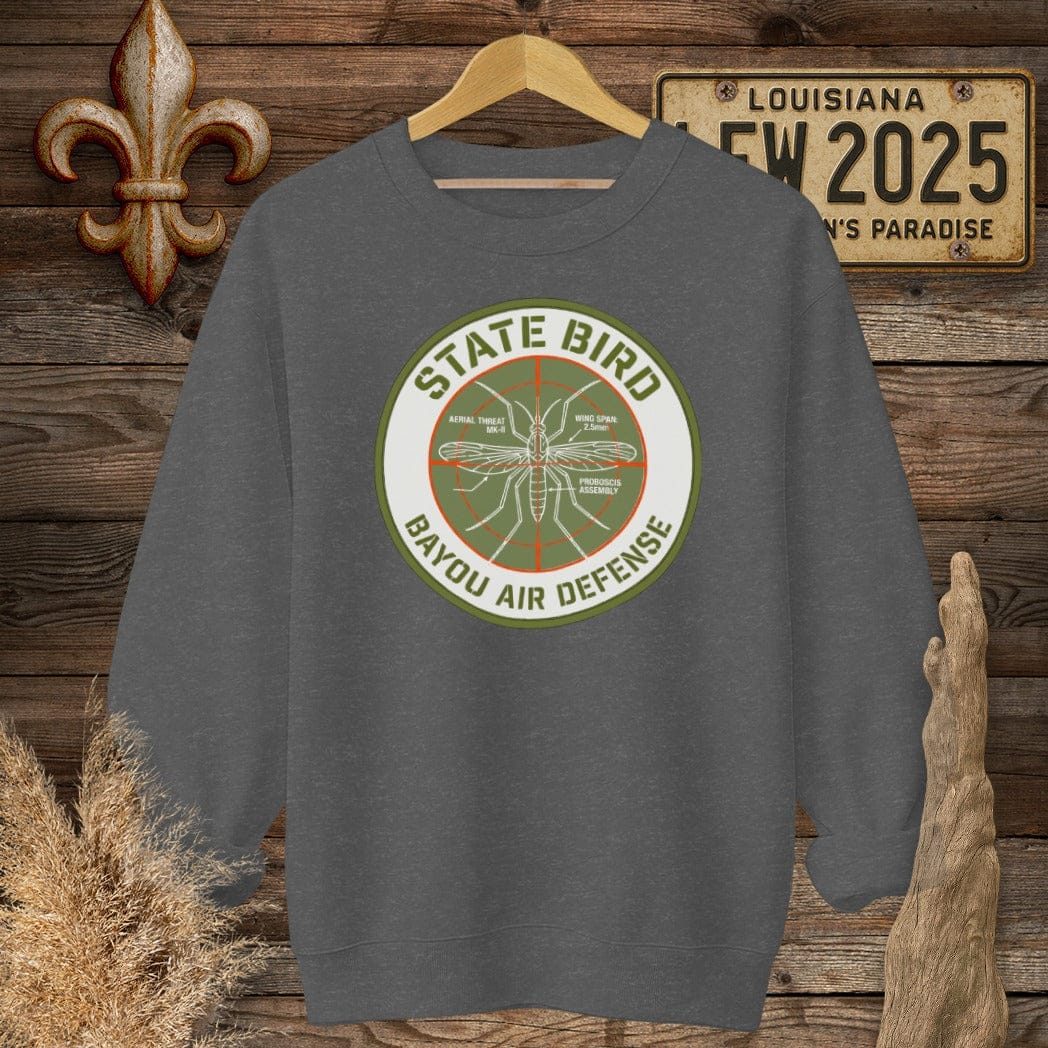 S / Dark Heather Louisiana Bayou Air Defense Sweatshirt by Laissez Faire Wear