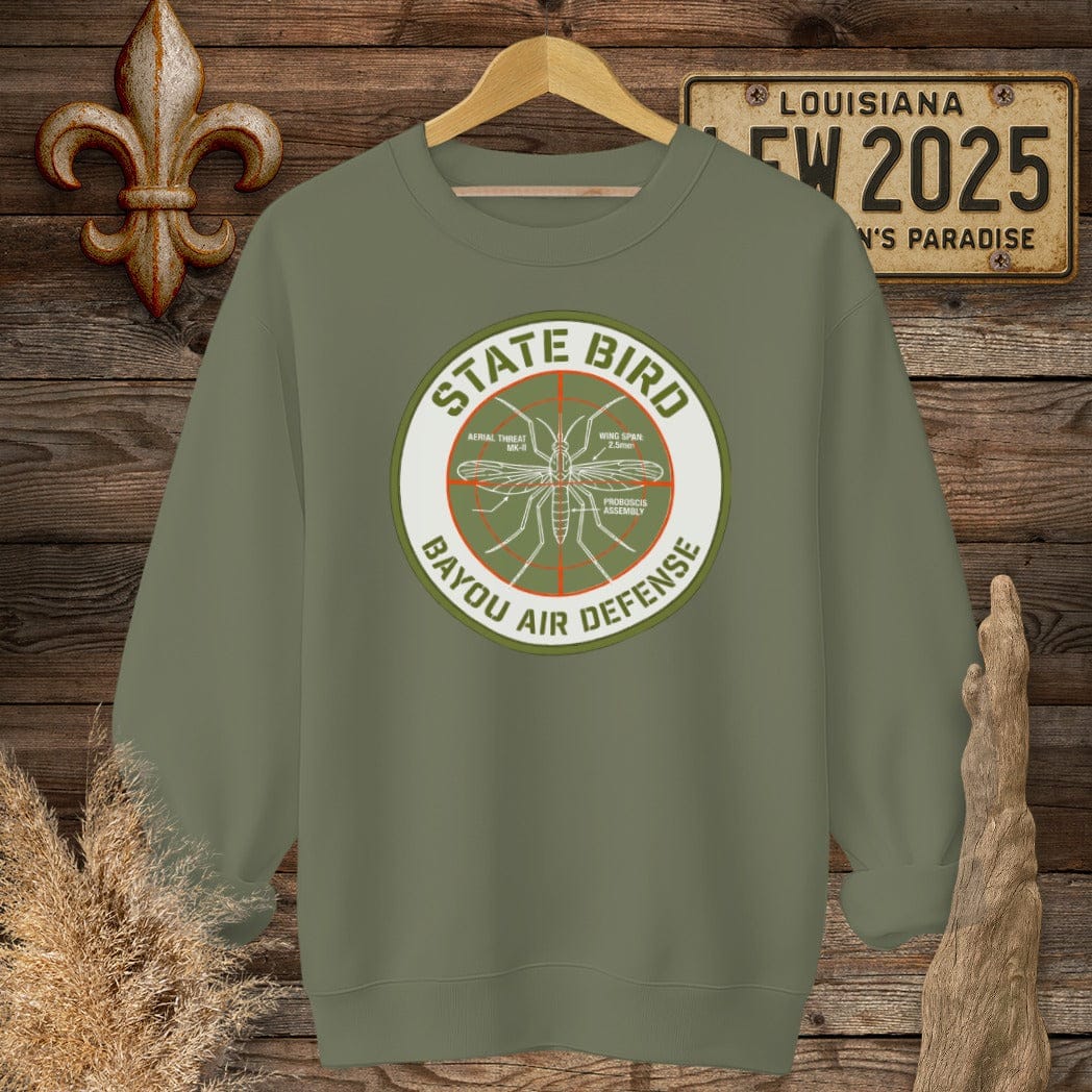 S / Military Green Louisiana Bayou Air Defense Sweatshirt by Laissez Faire Wear