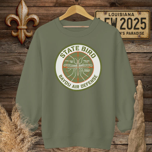 S / Military Green Louisiana Bayou Air Defense Sweatshirt by Laissez Faire Wear