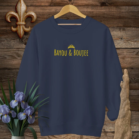 S / Navy Louisiana Bayou And Boujee Sweatshirt by Laissez Faire Wear