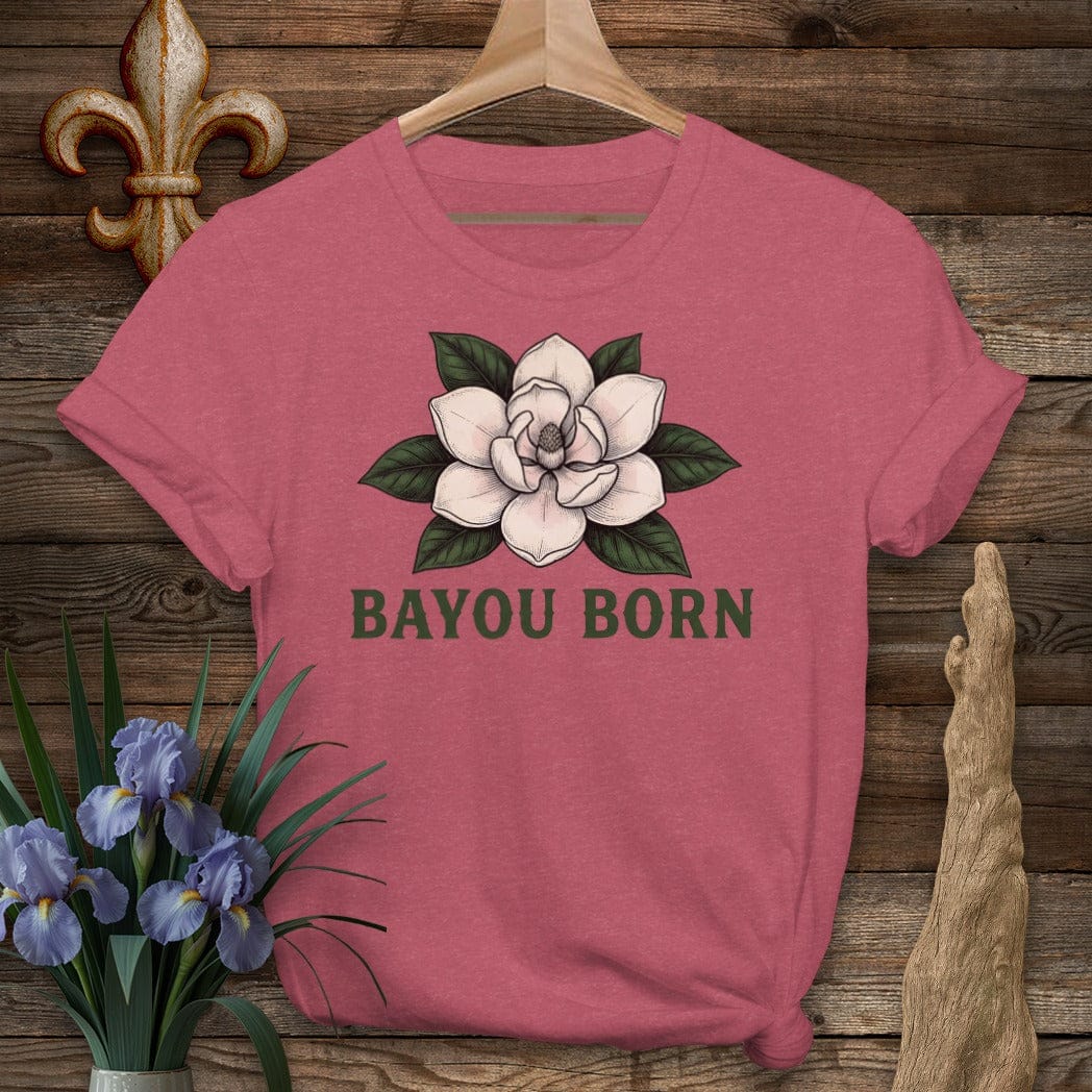 S / Heather Cardinal Louisiana Bayou Born T-Shirt by Laissez Faire Wear