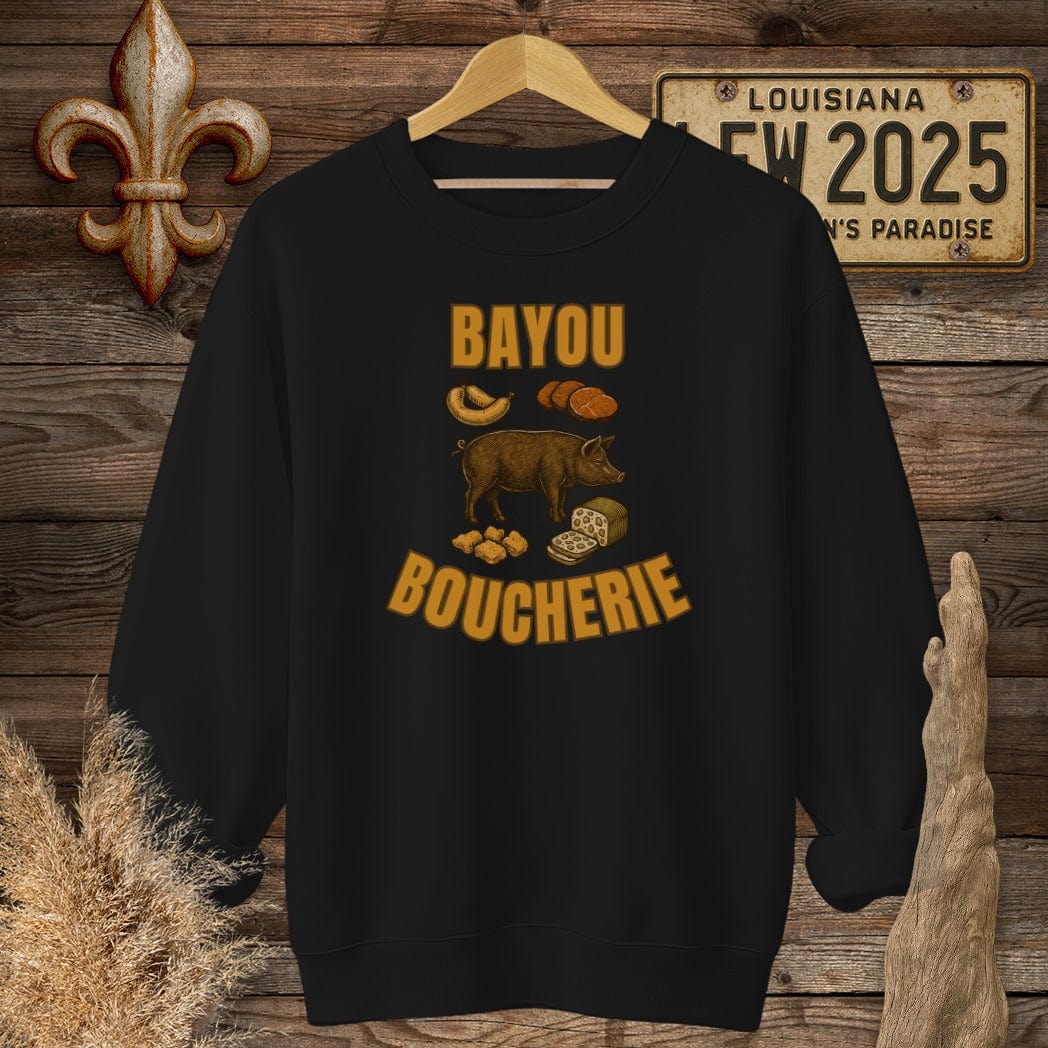 S / Black Louisiana Bayou Boucherie Sweatshirt by Laissez Faire Wear