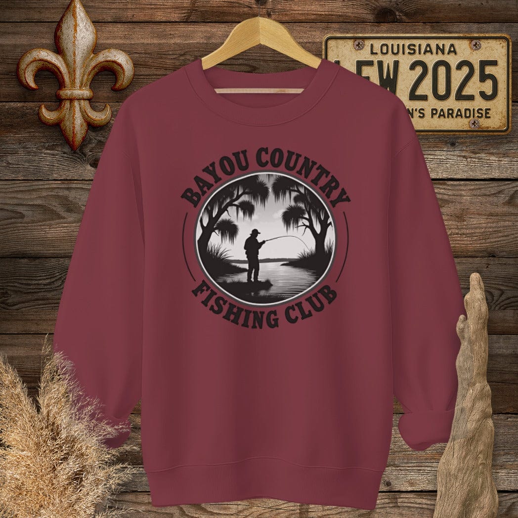 S / Garnet Louisiana Bayou Country Fishing Club Logo Sweatshirt by Laissez Faire Wear