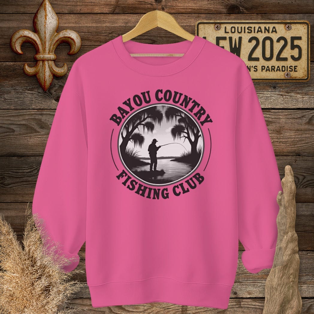 S / Heliconia Louisiana Bayou Country Fishing Club Logo Sweatshirt by Laissez Faire Wear
