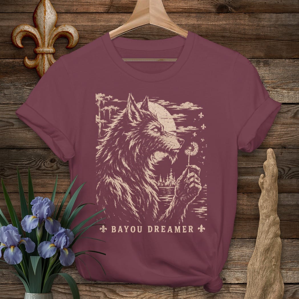 S / Maroon Louisiana Bayou Dreamer T-Shirt by Laissez Faire Wear