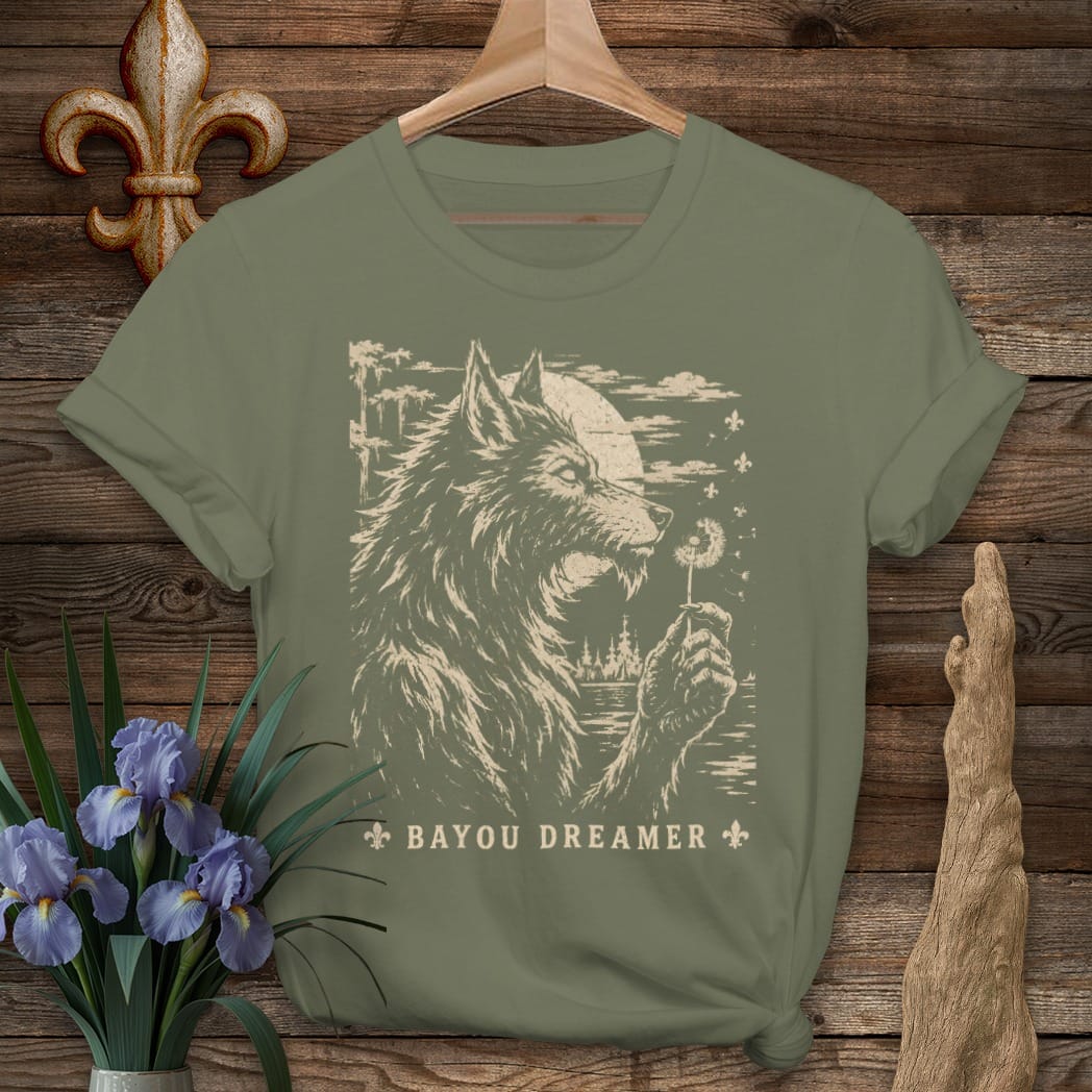 S / Military Green Louisiana Bayou Dreamer T-Shirt by Laissez Faire Wear