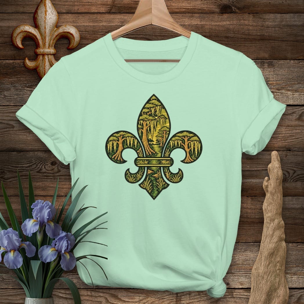 S / Mint Green Louisiana Bayou Fleur T-Shirt by Laissez Faire Wear