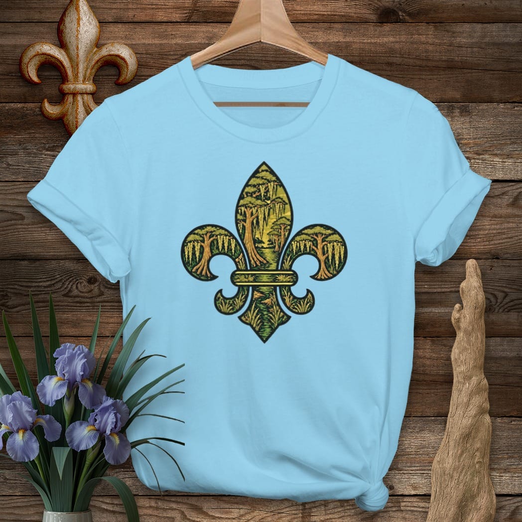 S / Sky Louisiana Bayou Fleur T-Shirt by Laissez Faire Wear
