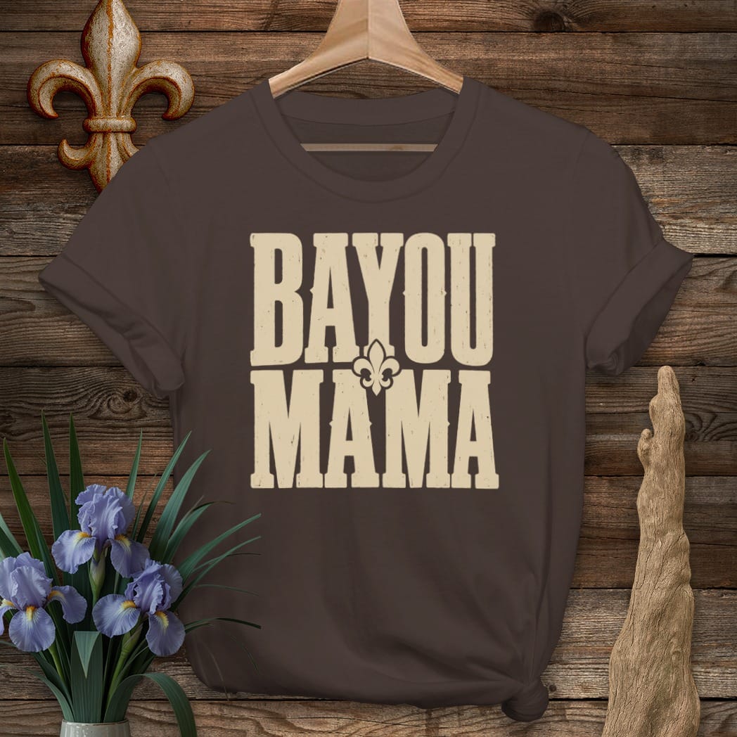 S / Dark Chocolate Louisiana Bayou Mama T-shirt by Laissez Faire Wear