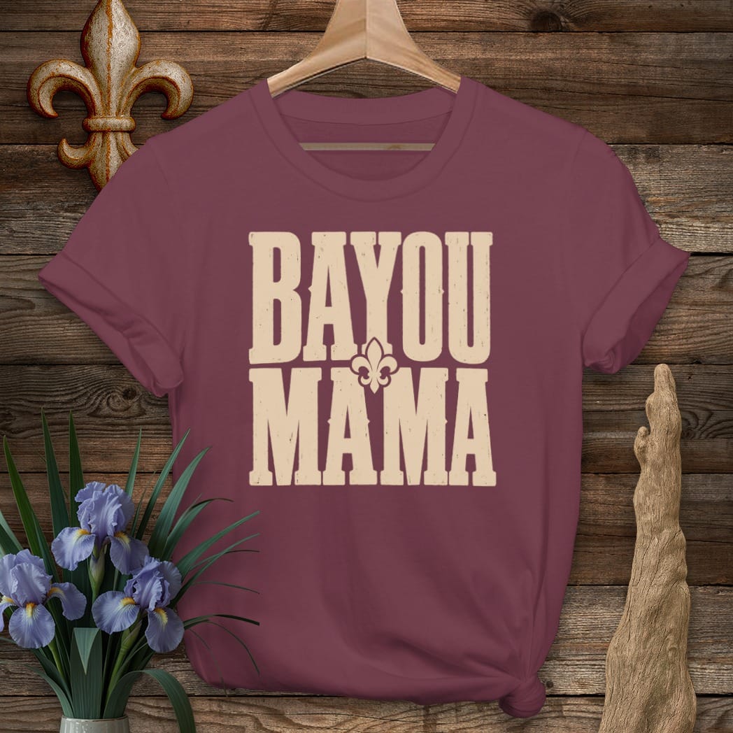 S / Maroon Louisiana Bayou Mama T-shirt by Laissez Faire Wear
