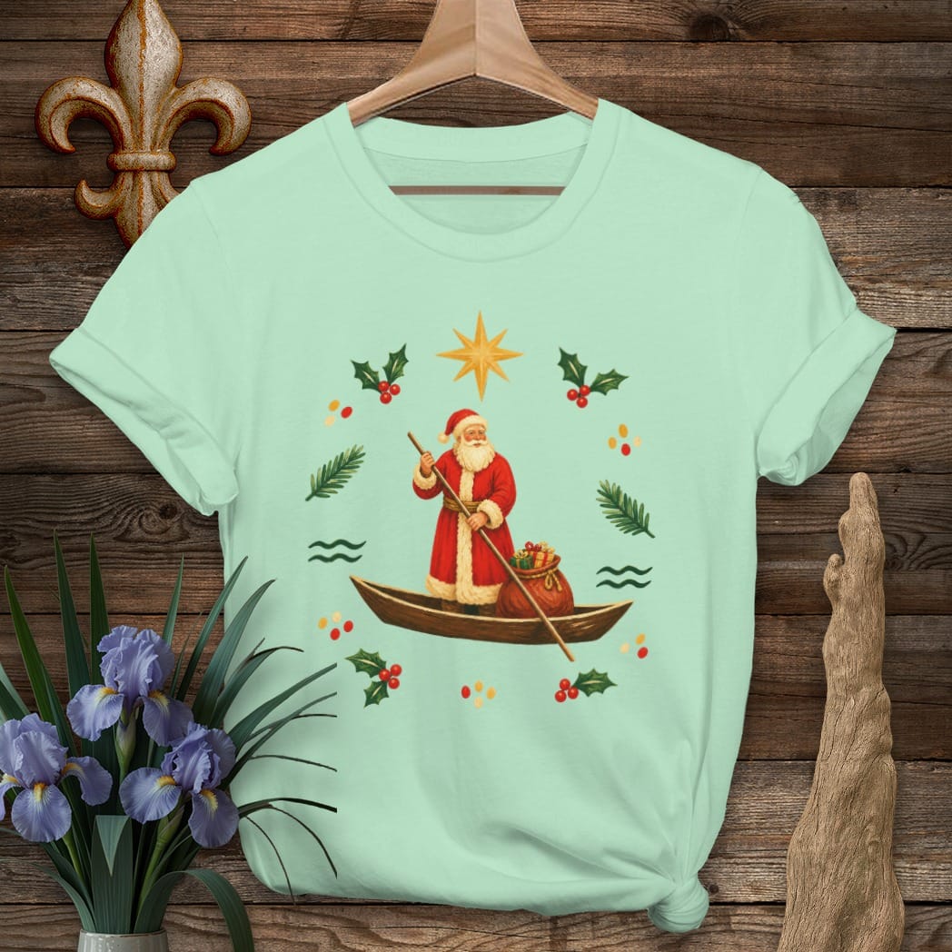 S / Mint Green Louisiana Bayou Papa Noel T-Shirt by Laissez Faire Wear