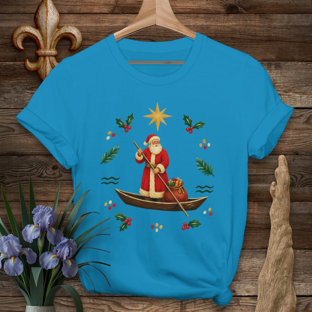 S / Sapphire Louisiana Bayou Papa Noel T-Shirt by Laissez Faire Wear