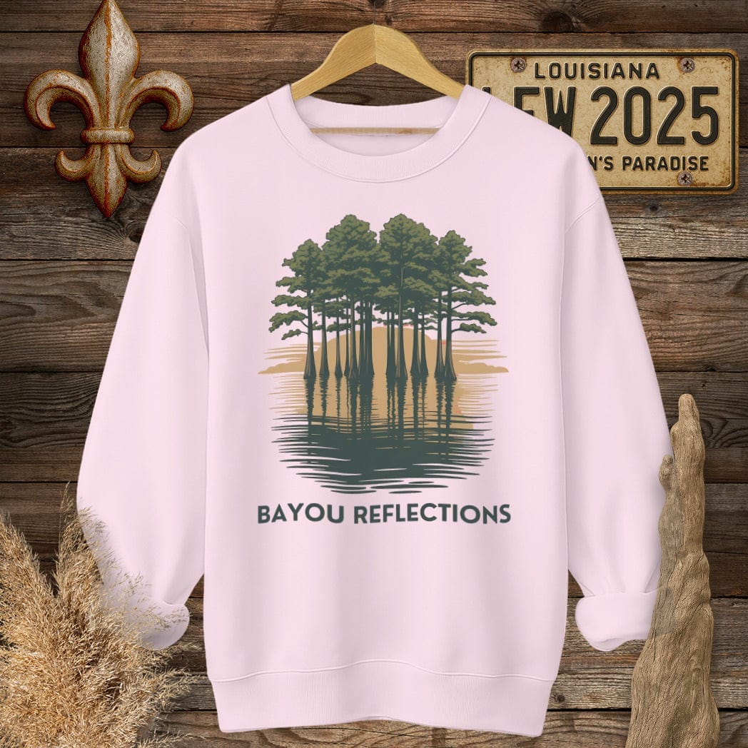S / Light Pink Louisiana Bayou Reflections Sweatshirt by Laissez Faire Wear
