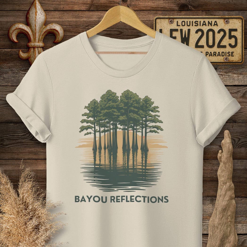 S / Sand Louisiana Bayou Reflections T-Shirt by Laissez Faire Wear
