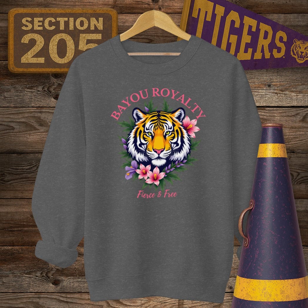 S / Dark Heather Louisiana Bayou Royalty Game Day Sweatshirt by Laissez Faire Wear