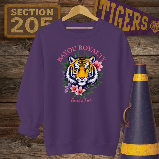 S / Purple Louisiana Bayou Royalty Game Day Sweatshirt by Laissez Faire Wear