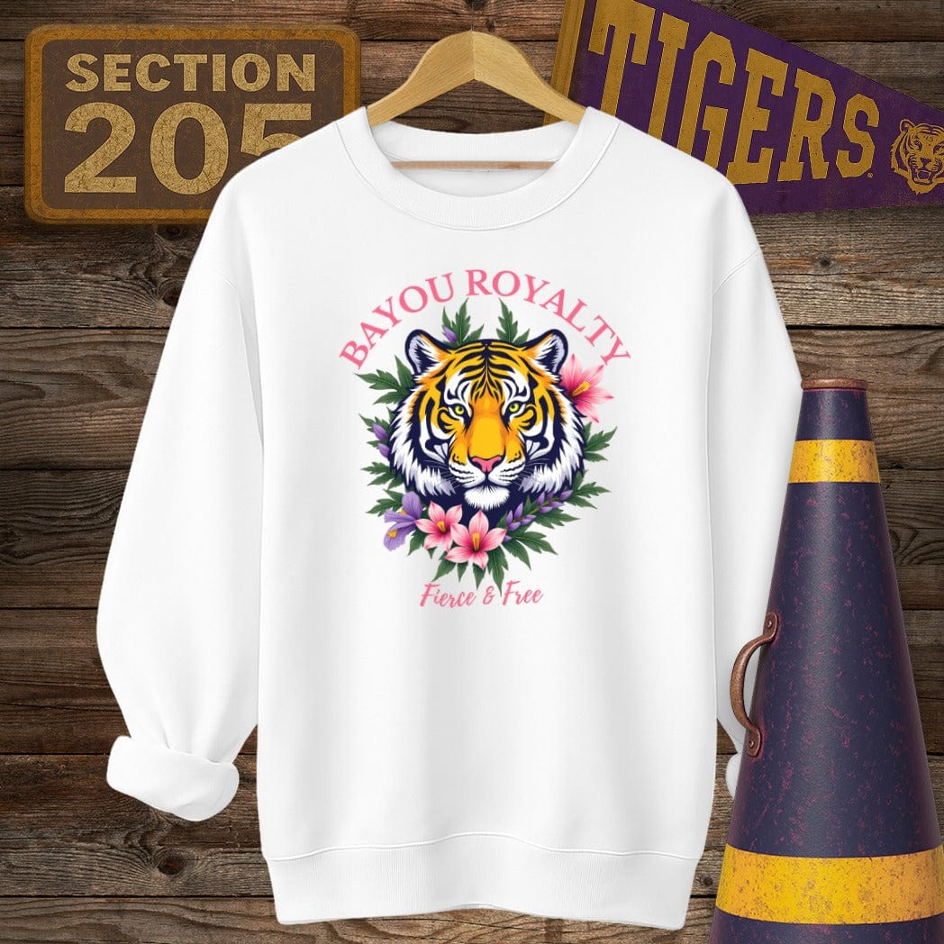 S / White Louisiana Bayou Royalty Game Day Sweatshirt by Laissez Faire Wear