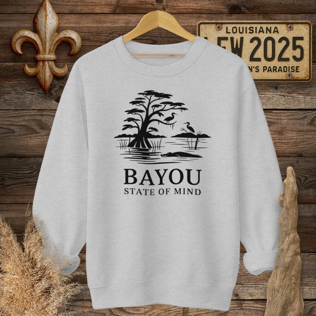 S / Sport Grey Louisiana Bayou State Of Mind Nature Sweatshirt by Laissez Faire Wear