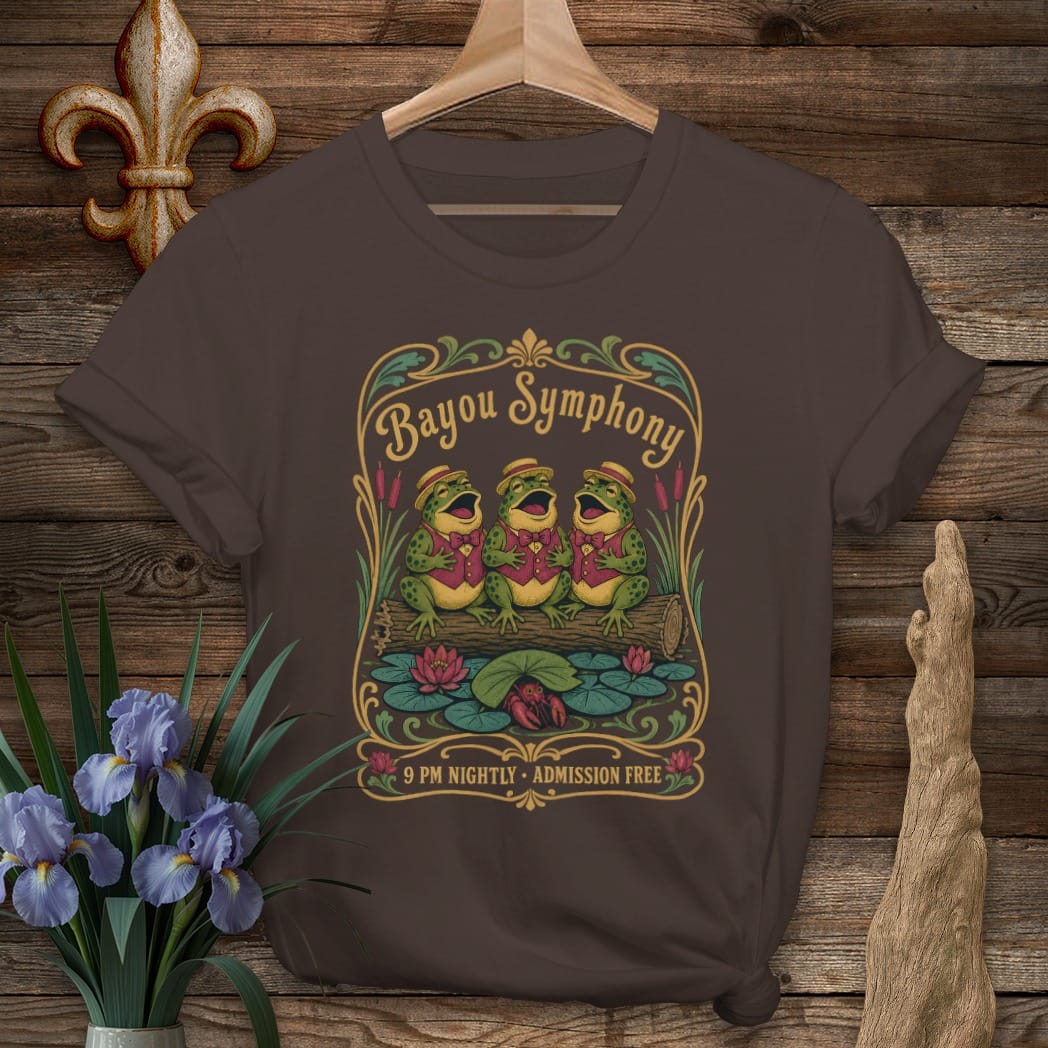 S / Dark Chocolate Louisiana Bayou Symphony T-Shirt by Laissez Faire Wear