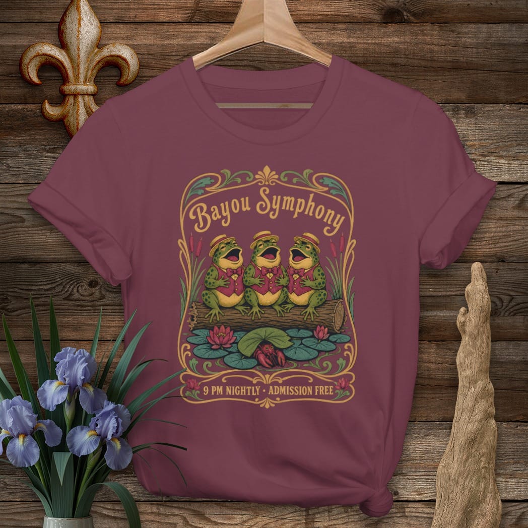 S / Maroon Louisiana Bayou Symphony T-Shirt by Laissez Faire Wear