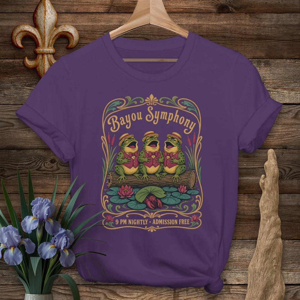 S / Purple Louisiana Bayou Symphony T-Shirt by Laissez Faire Wear