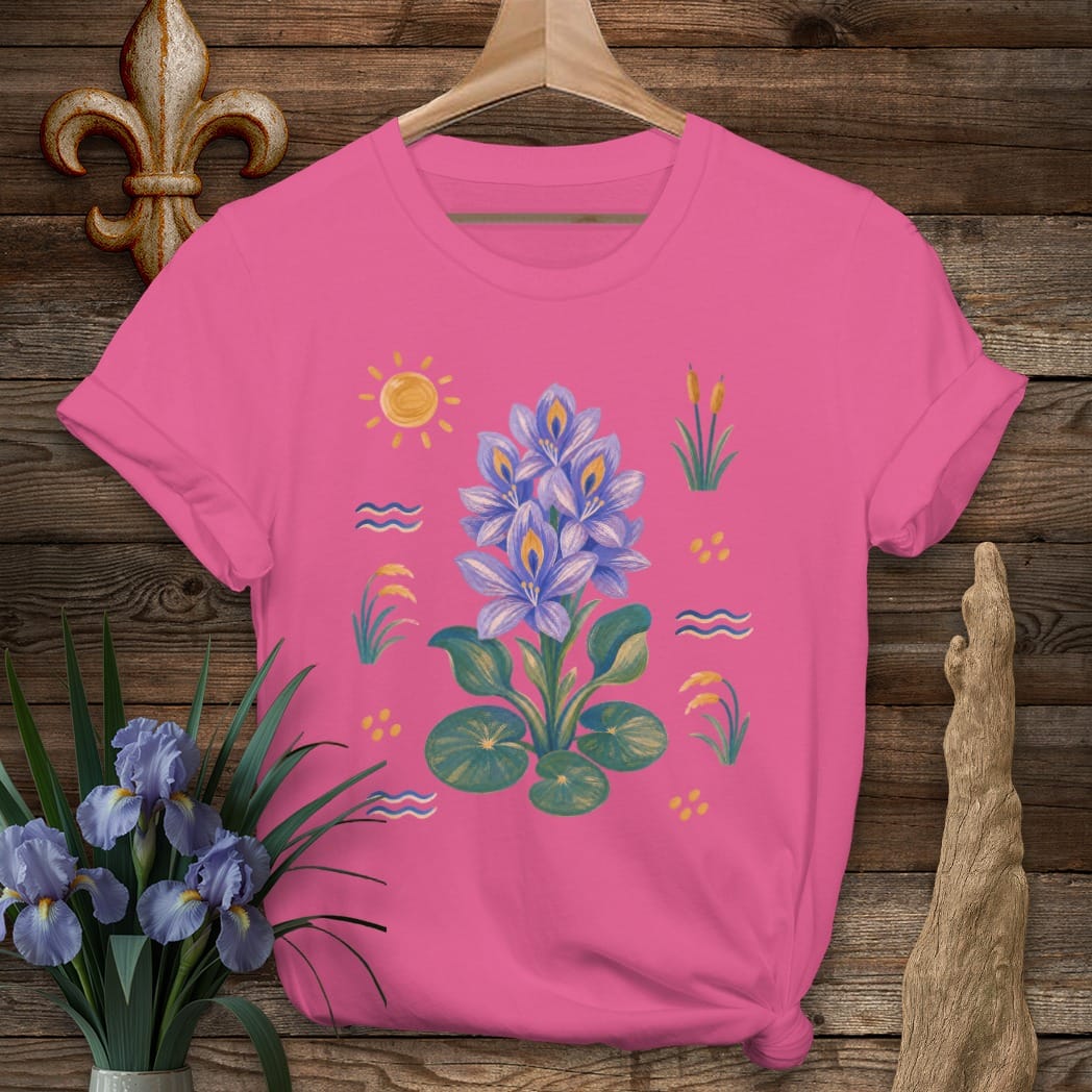 S / Heliconia Louisiana Bayou Water Hyacinth T-Shirt by Laissez Faire Wear