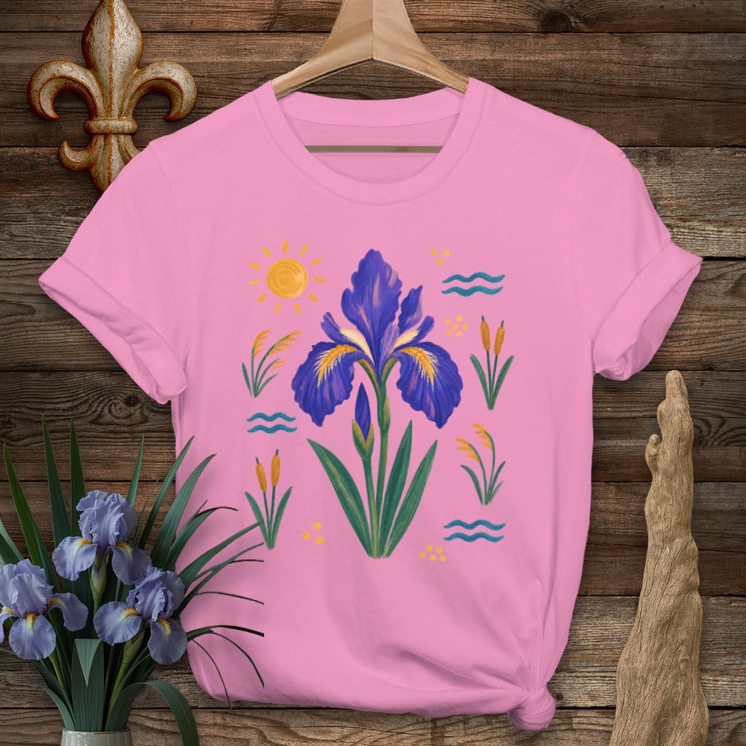 S / Azalea Louisiana Bayou Wild Iris T-Shirt by Laissez Faire Wear