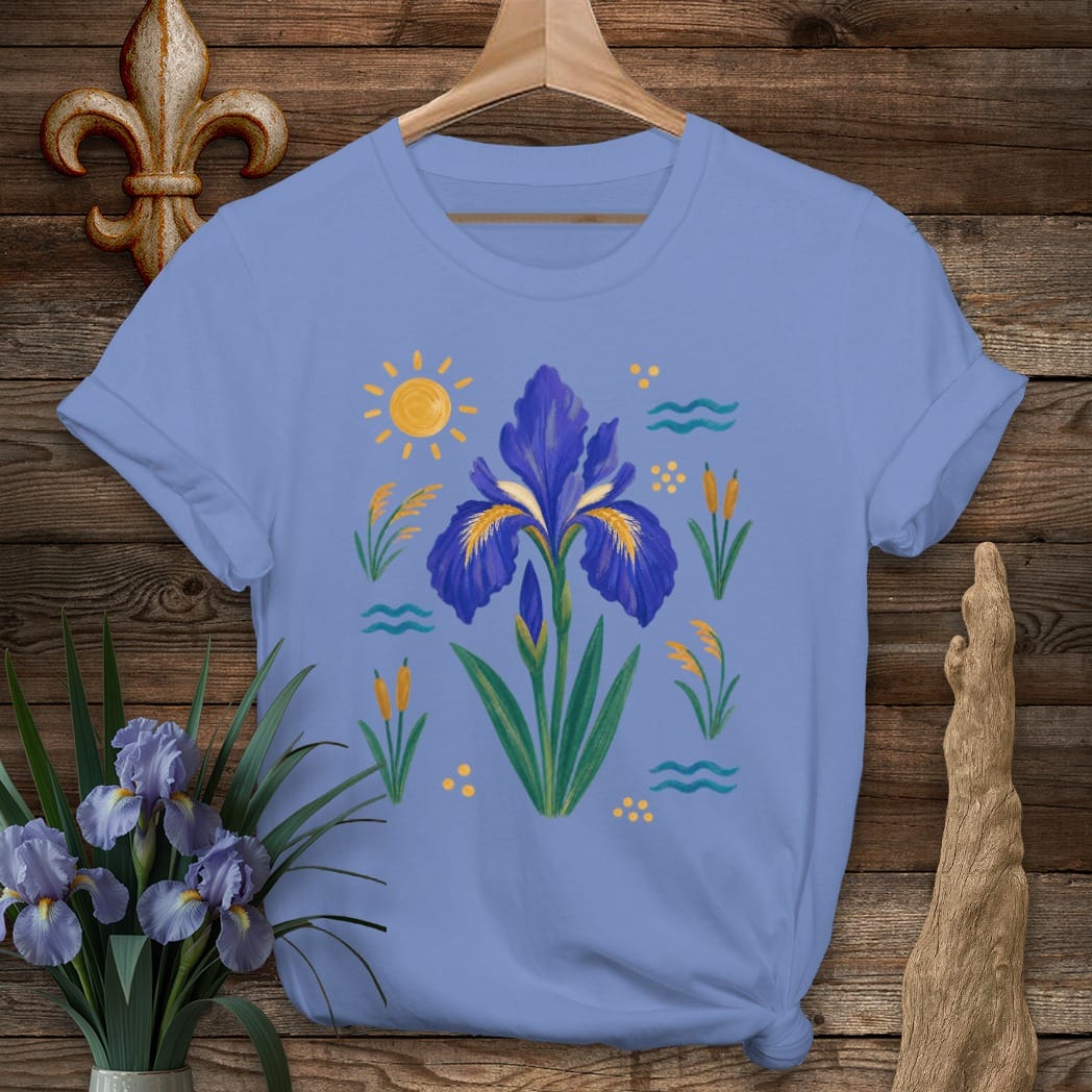 S / Iris Louisiana Bayou Wild Iris T-Shirt by Laissez Faire Wear