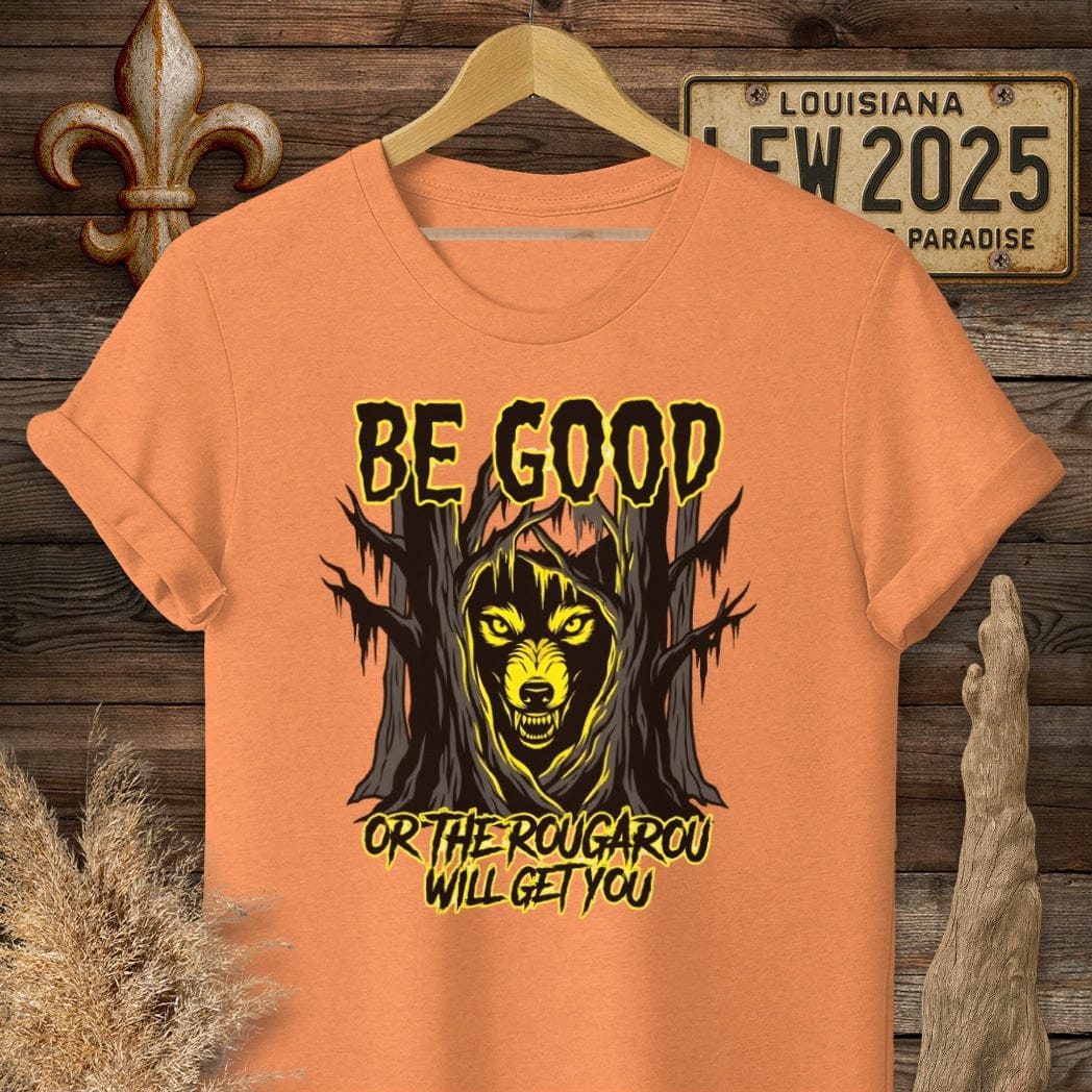 S / Heather Orange Louisiana Be Good - Rougarou T-Shirt by Laissez Faire Wear