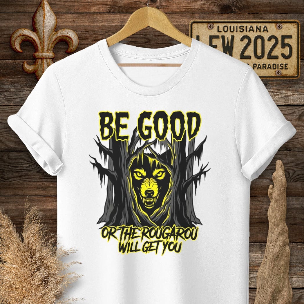 S / White Louisiana Be Good - Rougarou T-Shirt by Laissez Faire Wear
