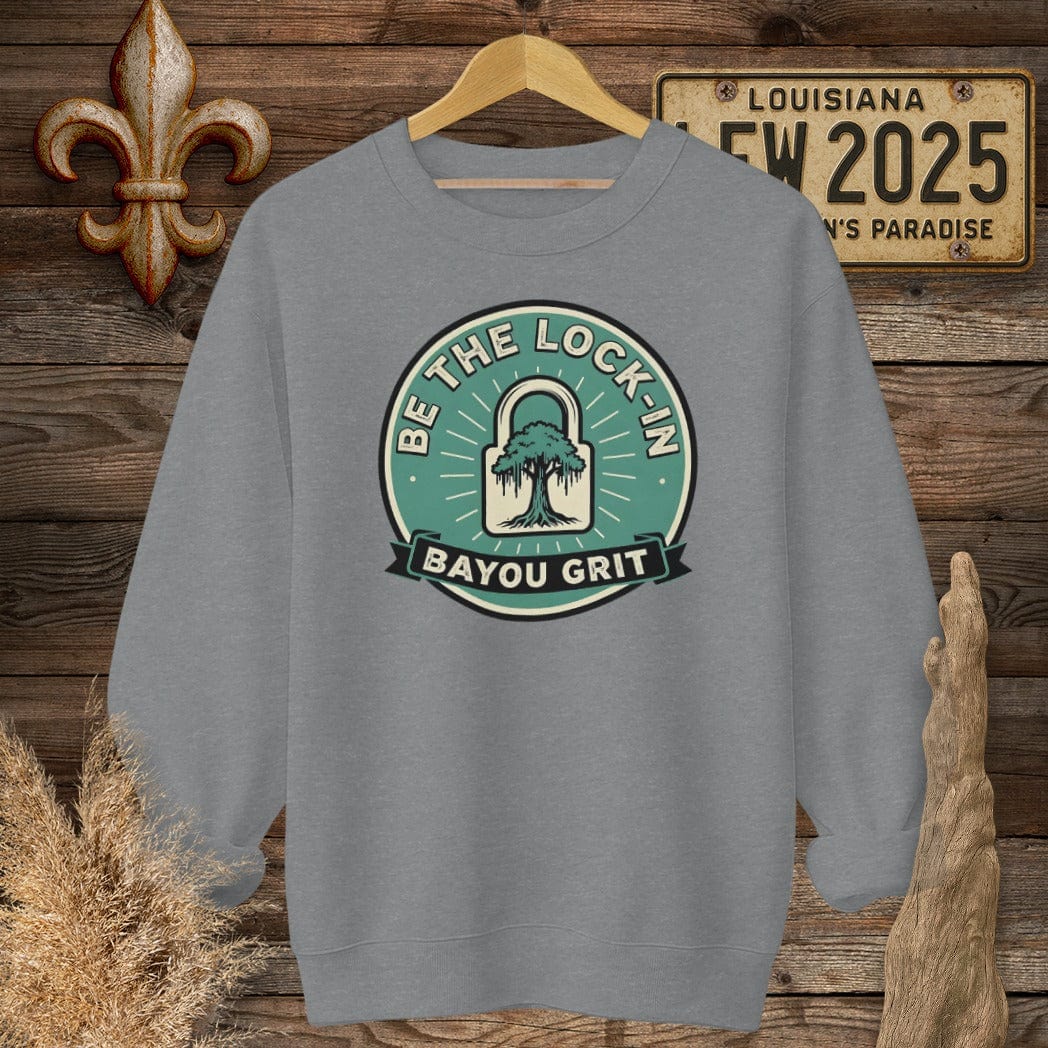 S / Graphite Heather Louisiana Be The Lock-in Sweatshirt by Laissez Faire Wear