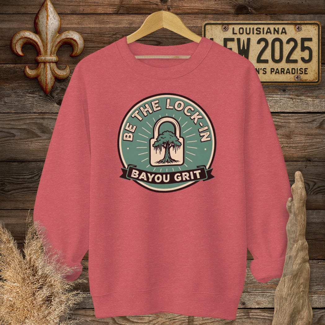 S / Heather Scarlet Red Louisiana Be The Lock-in Sweatshirt by Laissez Faire Wear