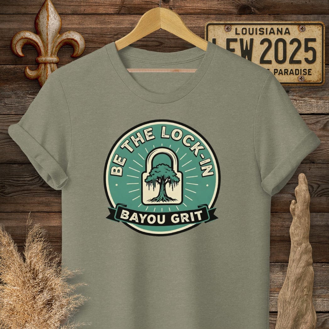 S / Heather Military Green Louisiana Be The Lock-in T-Shirt by Laissez Faire Wear