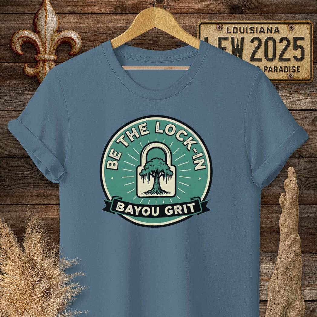 S / Indigo Blue Louisiana Be The Lock-in T-Shirt by Laissez Faire Wear