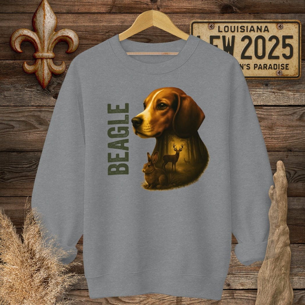 S / Graphite Heather Louisiana Beagle Hunting Dog Sweatshirt by Laissez Faire Wear