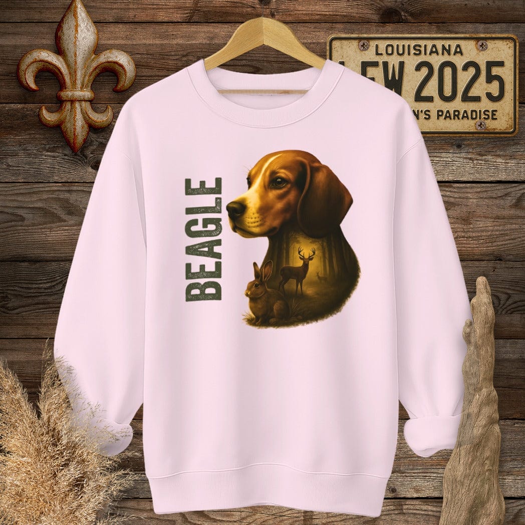 S / Light Pink Louisiana Beagle Hunting Dog Sweatshirt by Laissez Faire Wear
