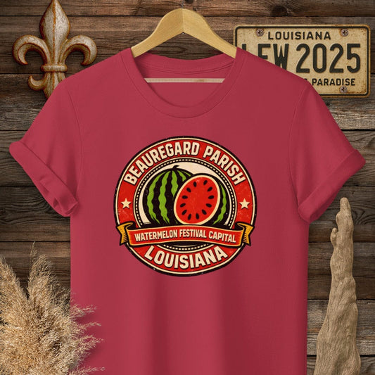 S / Antique Cherry Red Louisiana Beauregard Parish T-Shirt by Laissez Faire Wear