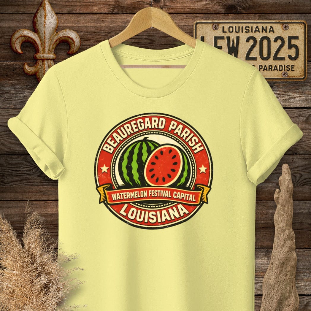 S / Cornsilk Louisiana Beauregard Parish T-Shirt by Laissez Faire Wear