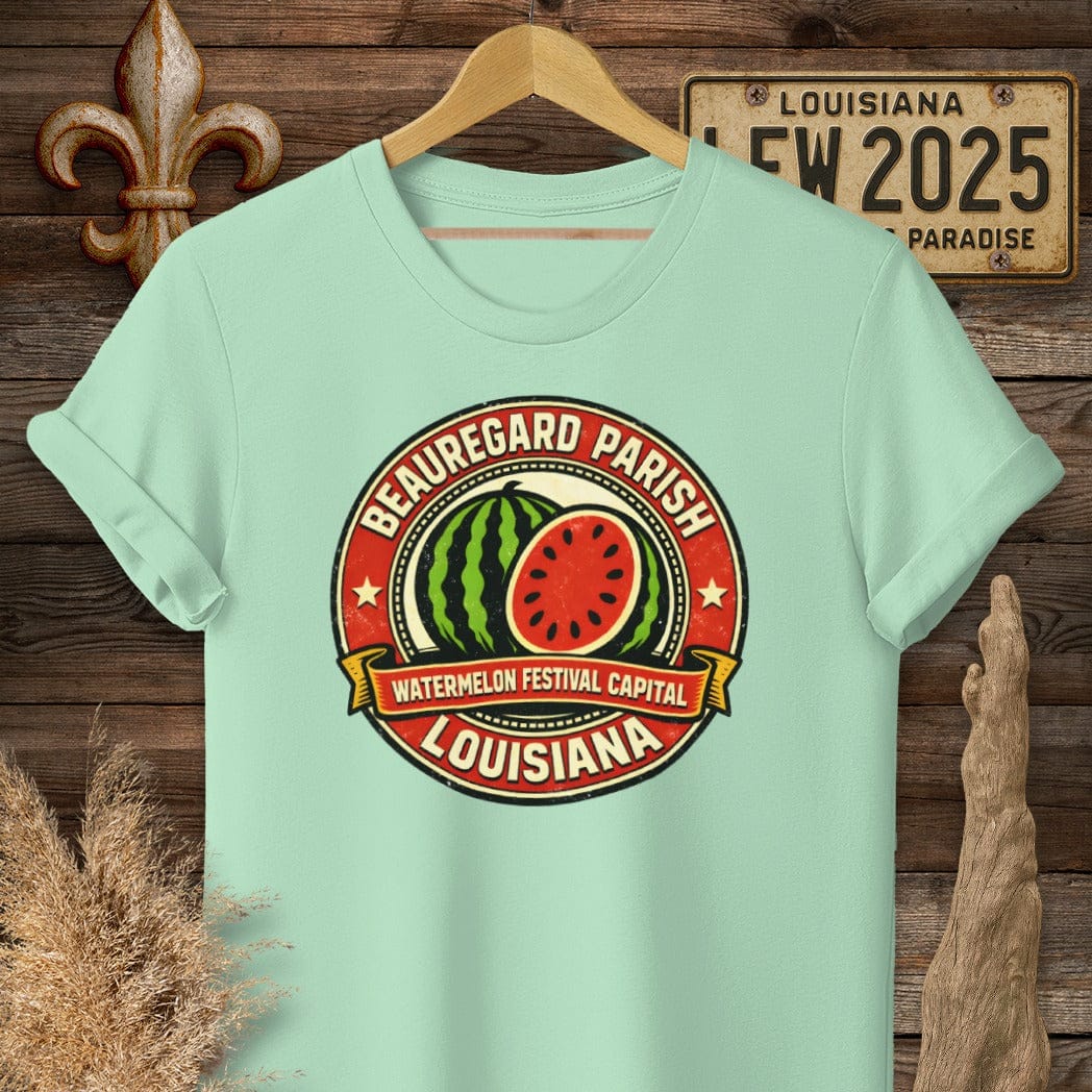 S / Mint Green Louisiana Beauregard Parish T-Shirt by Laissez Faire Wear