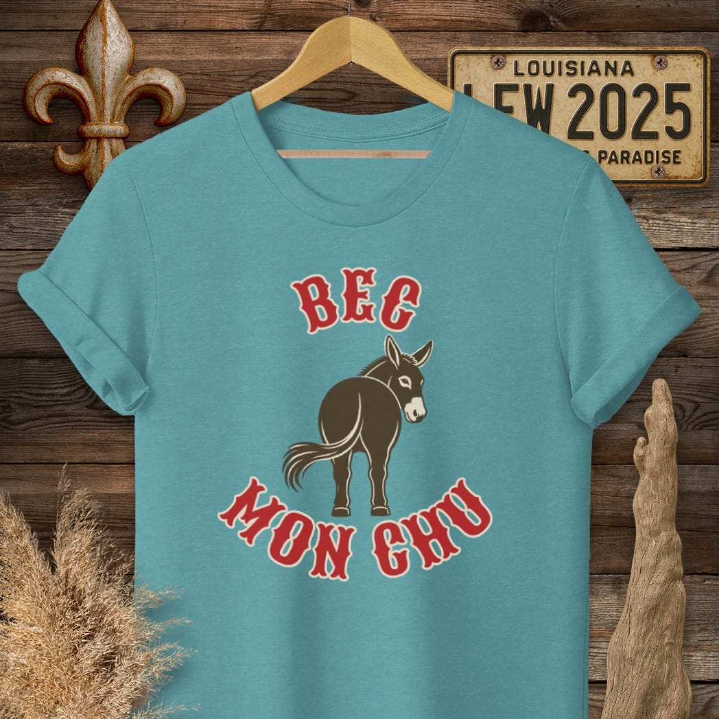 S / Heather Galapagos Blue Louisiana Bec Mon Chu T-Shirt by Laissez Faire Wear