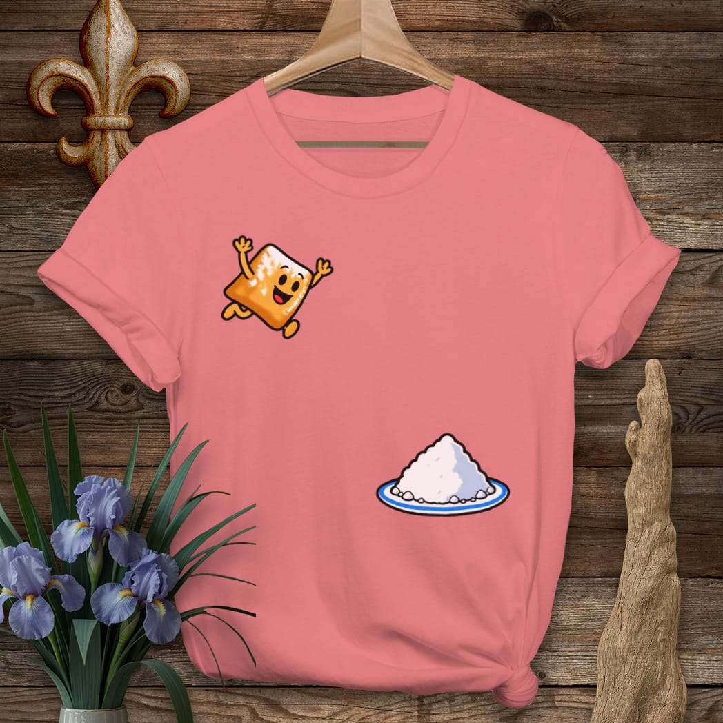 S / Coral Silk Louisiana Beignet Dive T-Shirt by Laissez Faire Wear