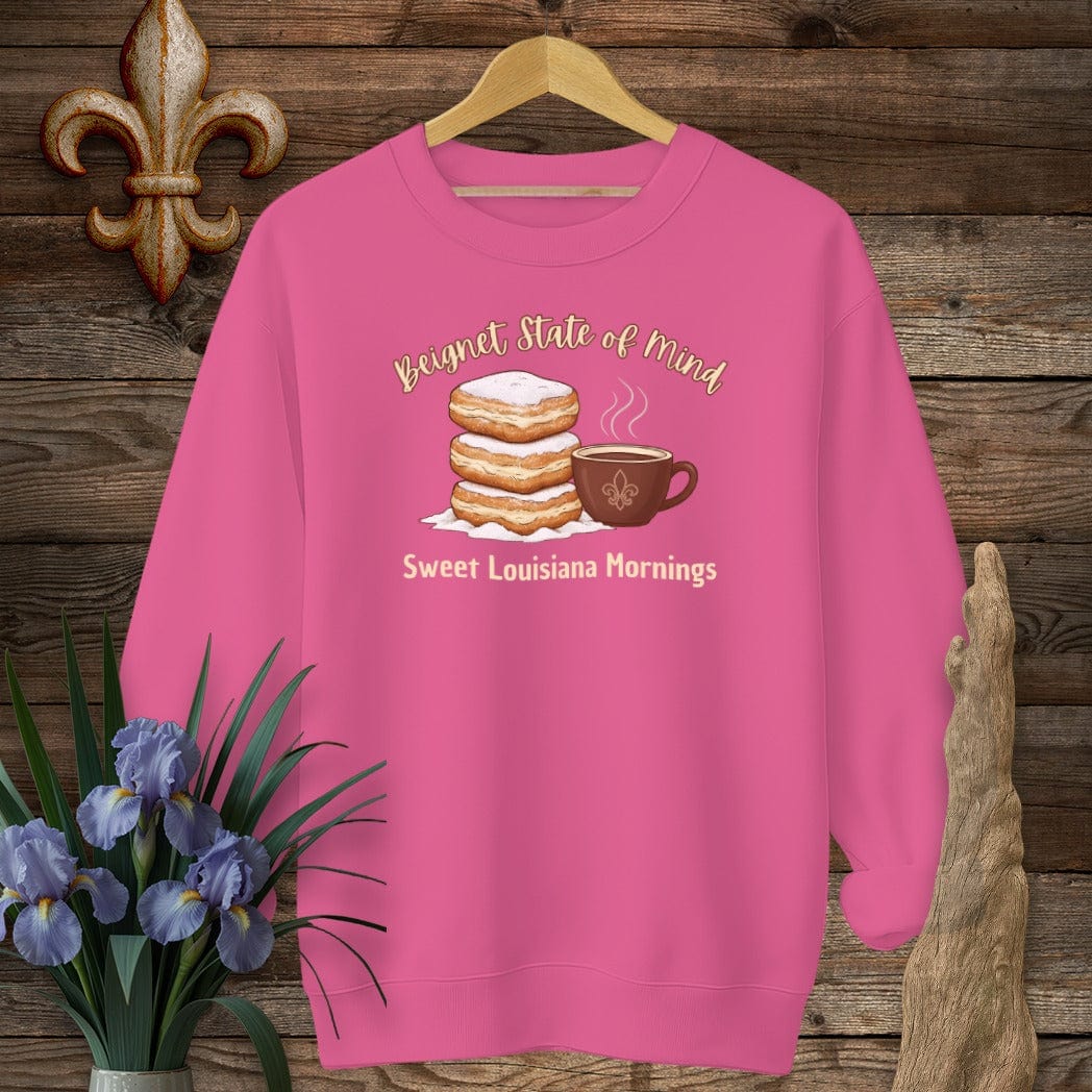 S / Heliconia Louisiana Beignet State of Mind Sweatshirt by Laissez Faire Wear