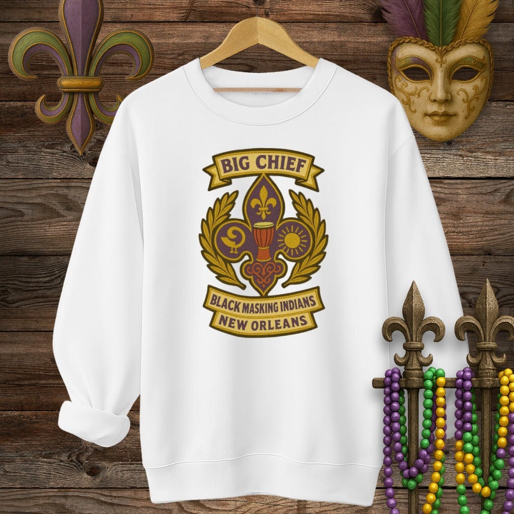 S / Ash Louisiana Big Chief Black Masking Indians Sweatshirt by Laissez Faire Wear