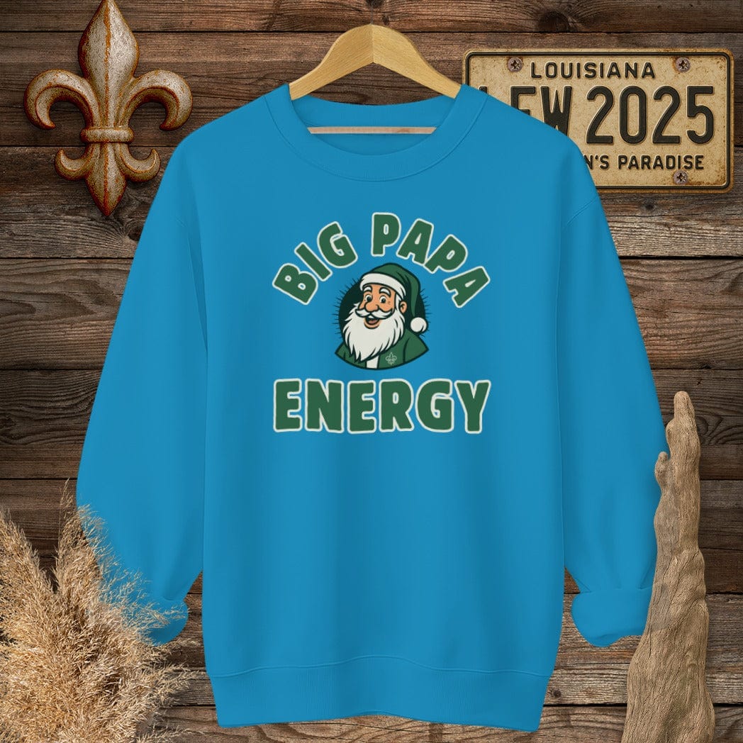 S / Sapphire Louisiana Big Papa Energy Christmas Sweatshirt by Laissez Faire Wear