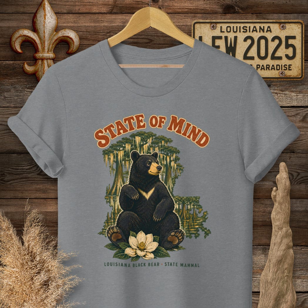 S / Graphite Heather Louisiana Black Bear T-Shirt by Laissez Faire Wear