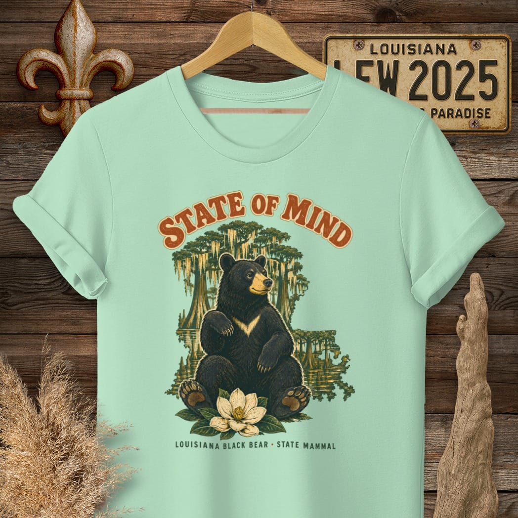 S / Mint Green Louisiana Black Bear T-Shirt by Laissez Faire Wear